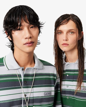 Polo Piqu&eacute; ray&eacute; loose fit Lacoste x Wang Yibo
