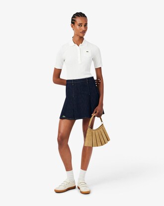 Jupe pliss&eacute;e courte denim