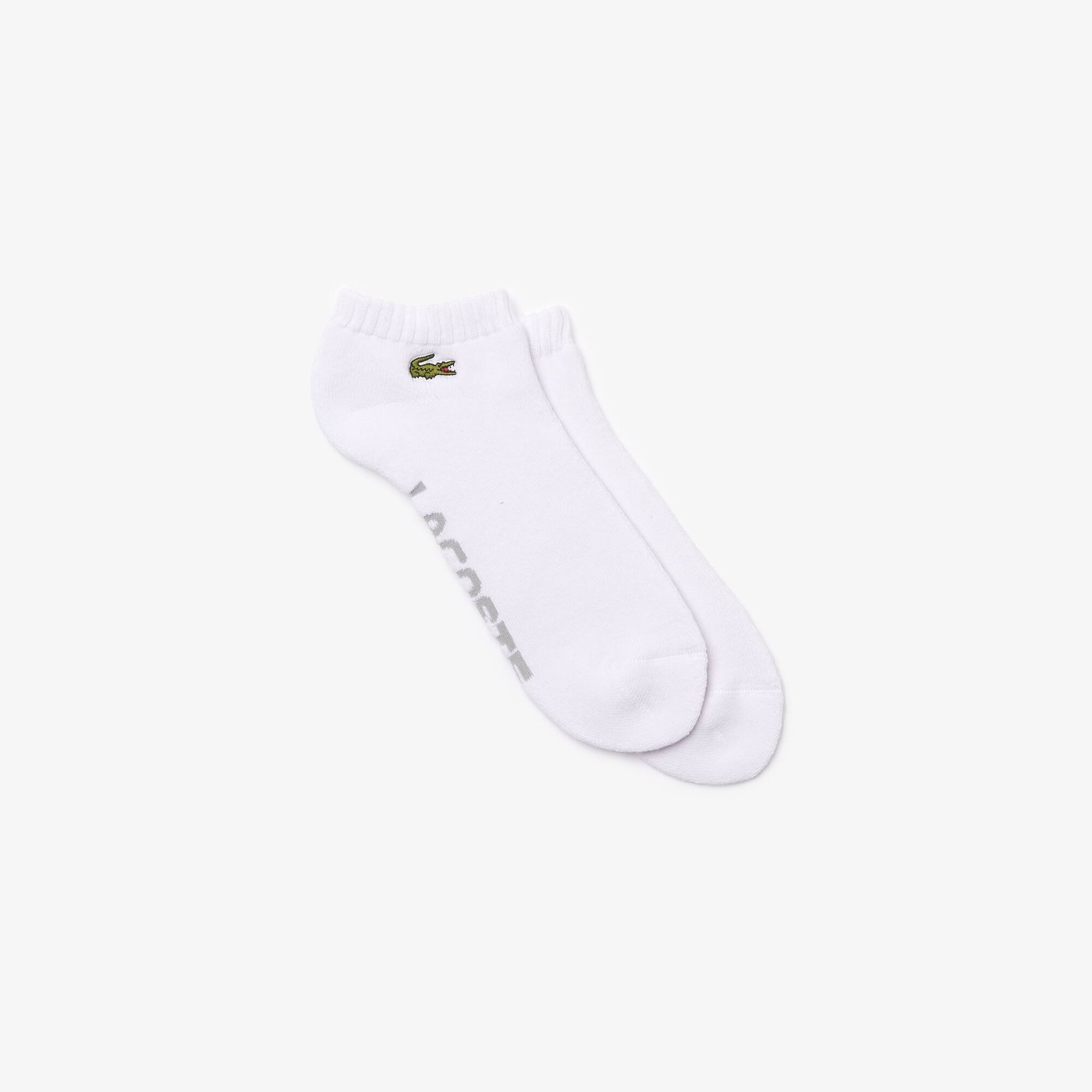 Chaussette basses Lacoste SPORT en coton avec marquage Taille 41 - 46 Blanc / Gris Chiné