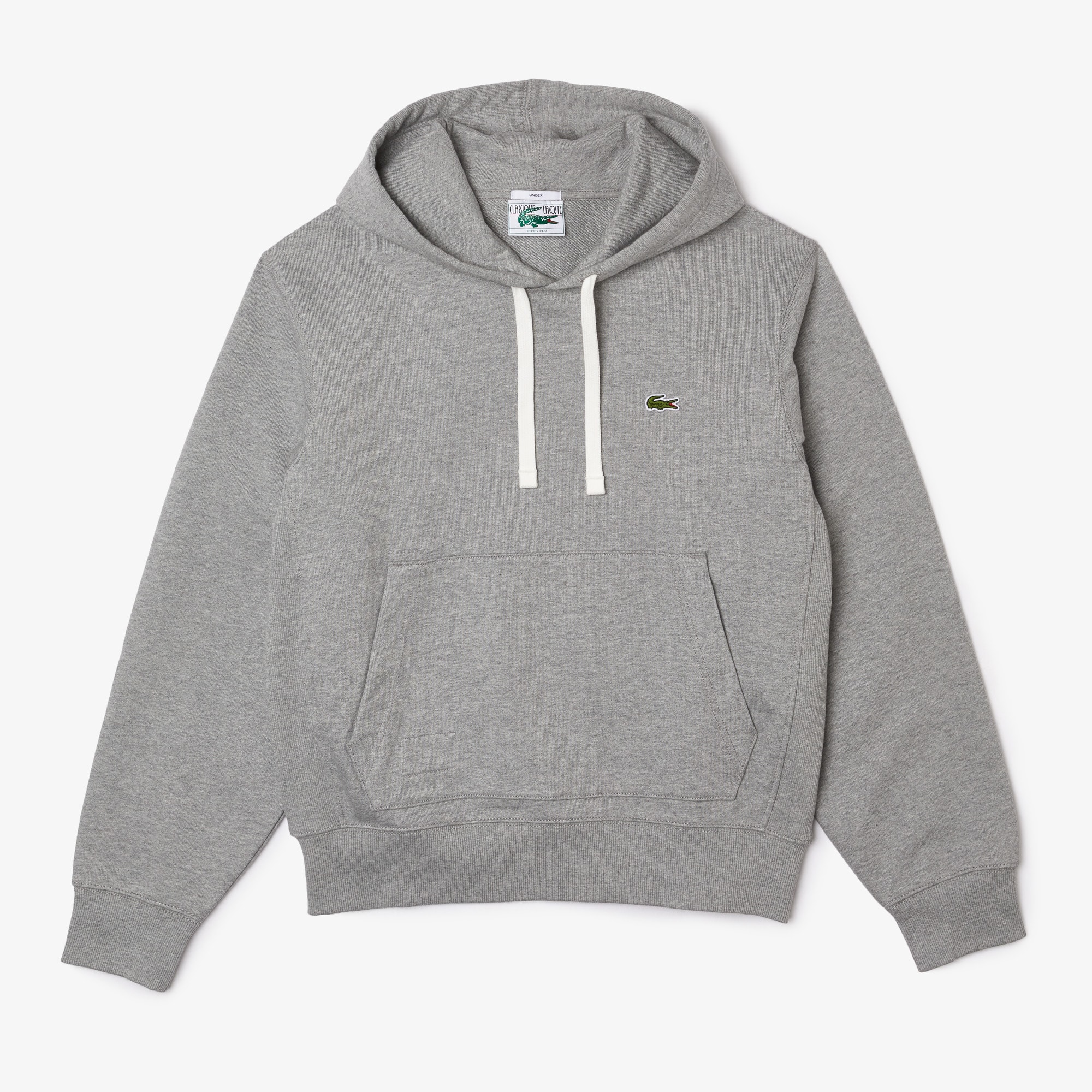 Lacoste Sweatshirt à capuche unisexe en molleton de coton biologique Taille 3 - S Gris Chine