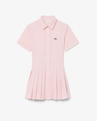 Robe chemise popeline bas pliss&eacute;