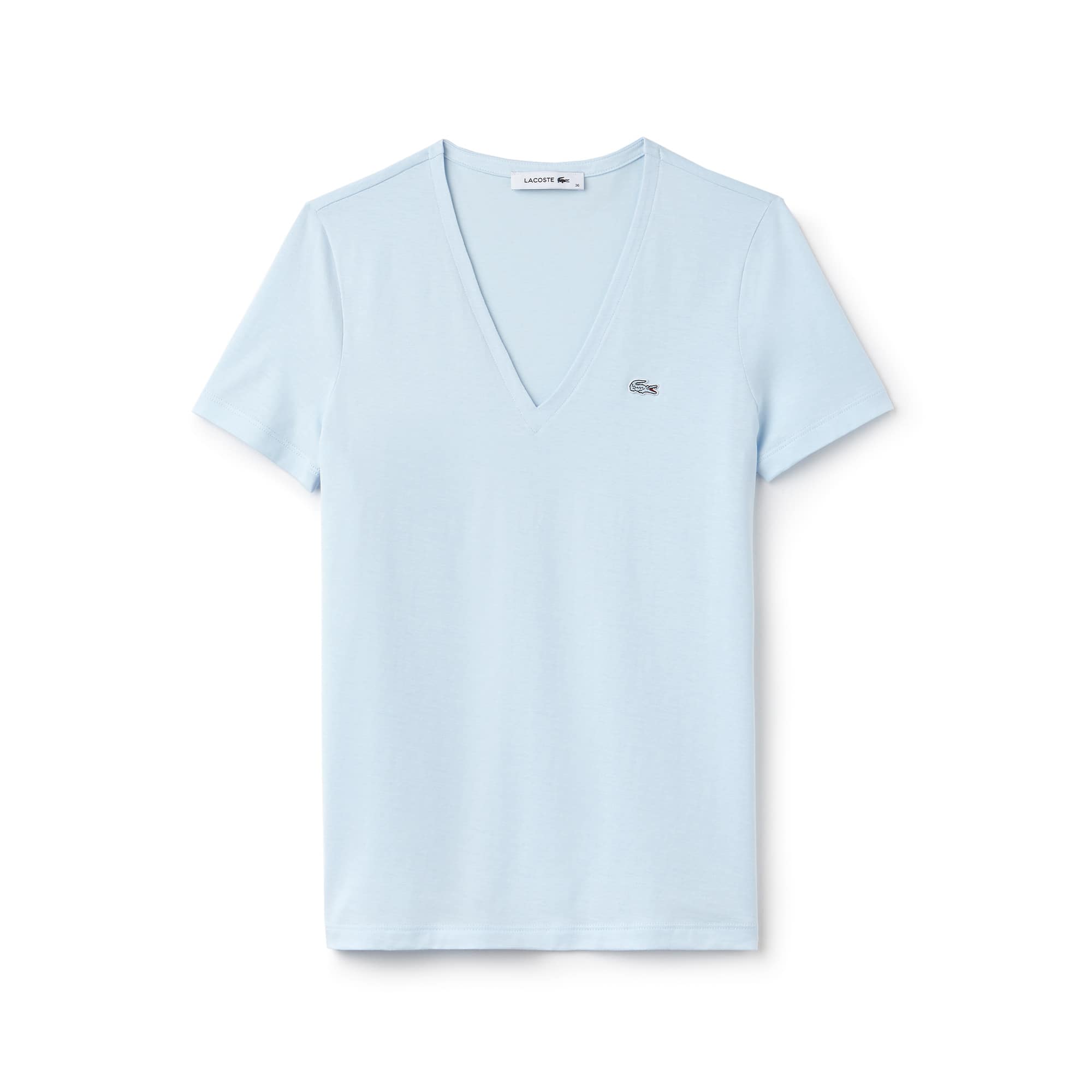 t shirt lacoste femme col v