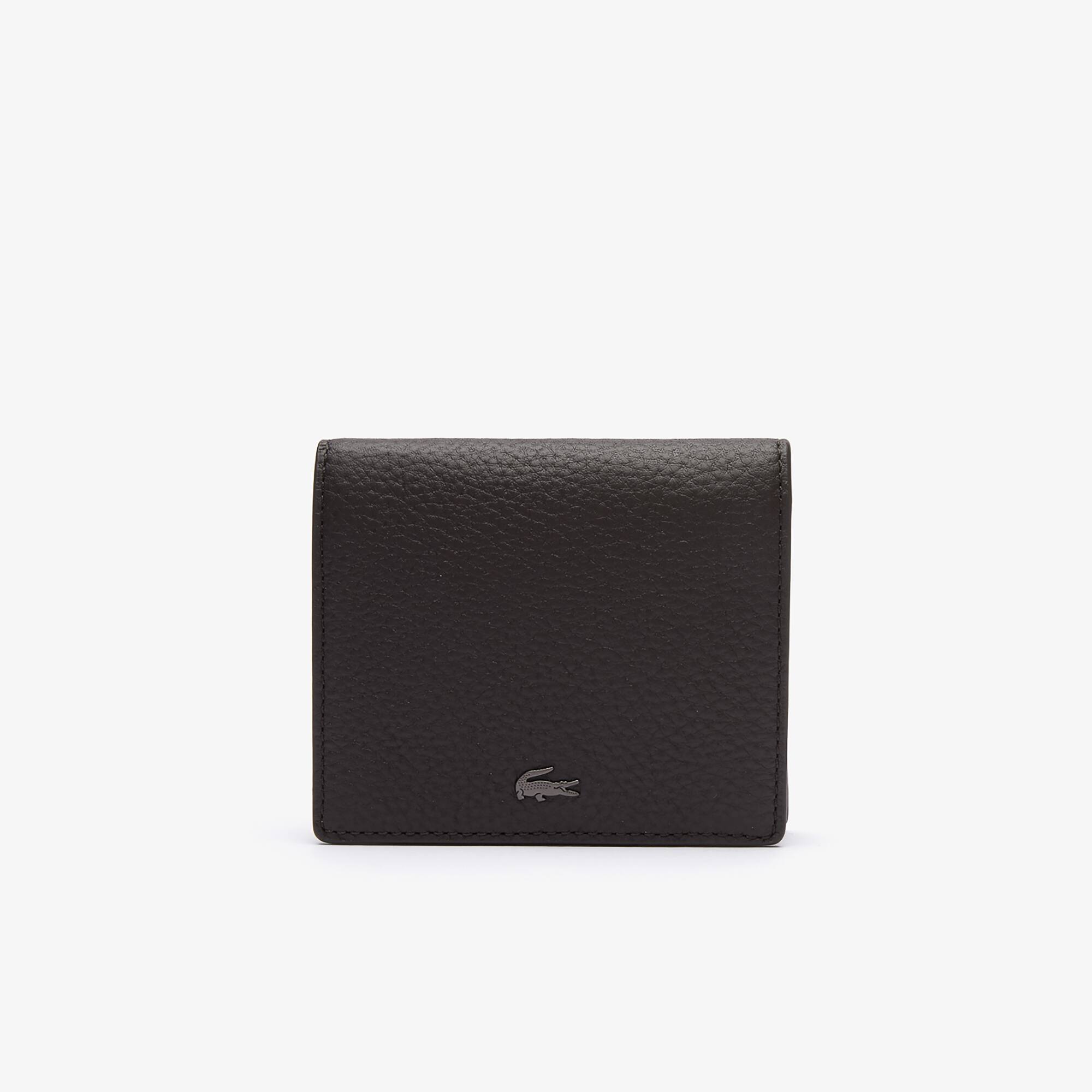 Lacoste Petit portefeuille pliable Soft Mate en cuir grainé Taille Taille unique Ganache