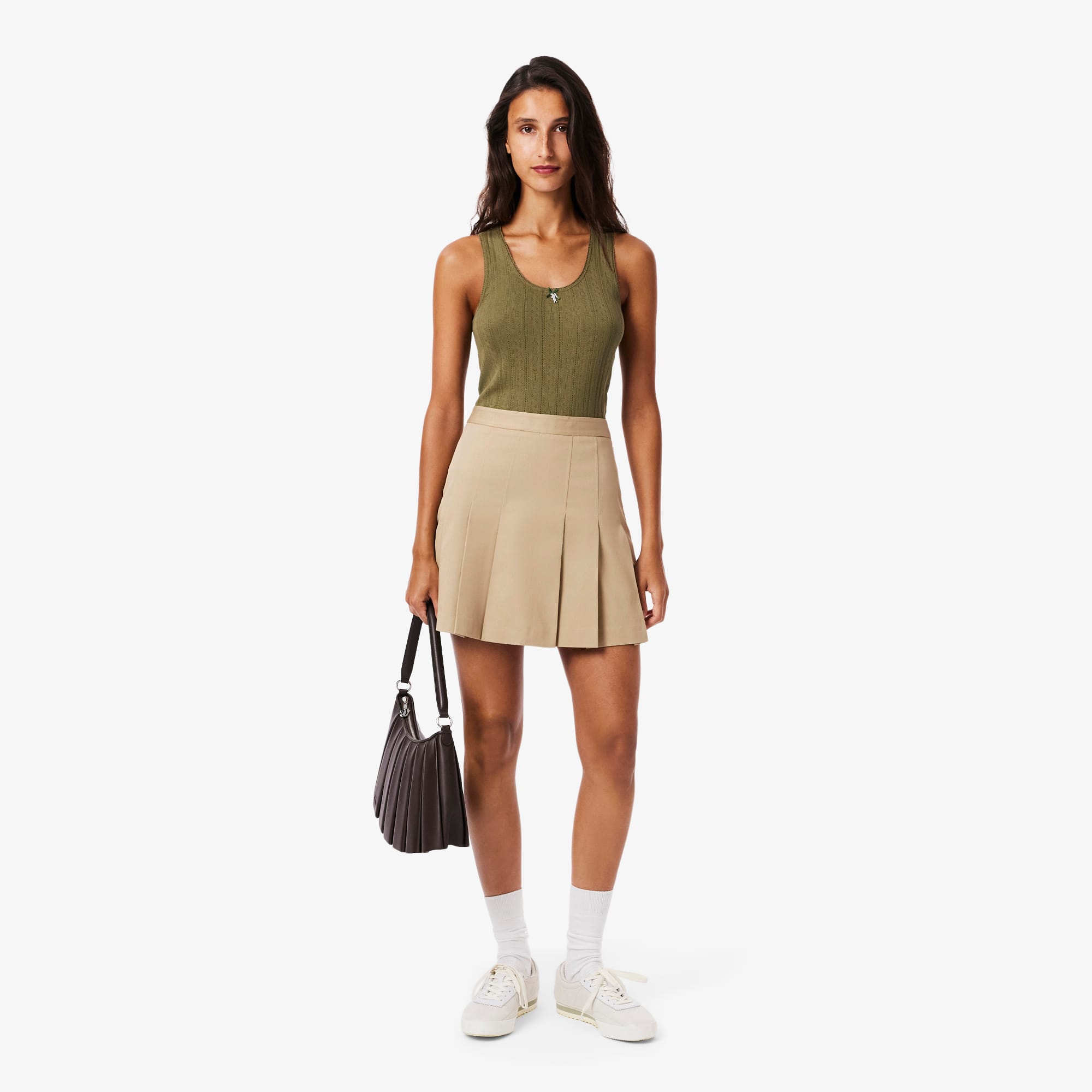 Jupe courte plissée en coton stretch