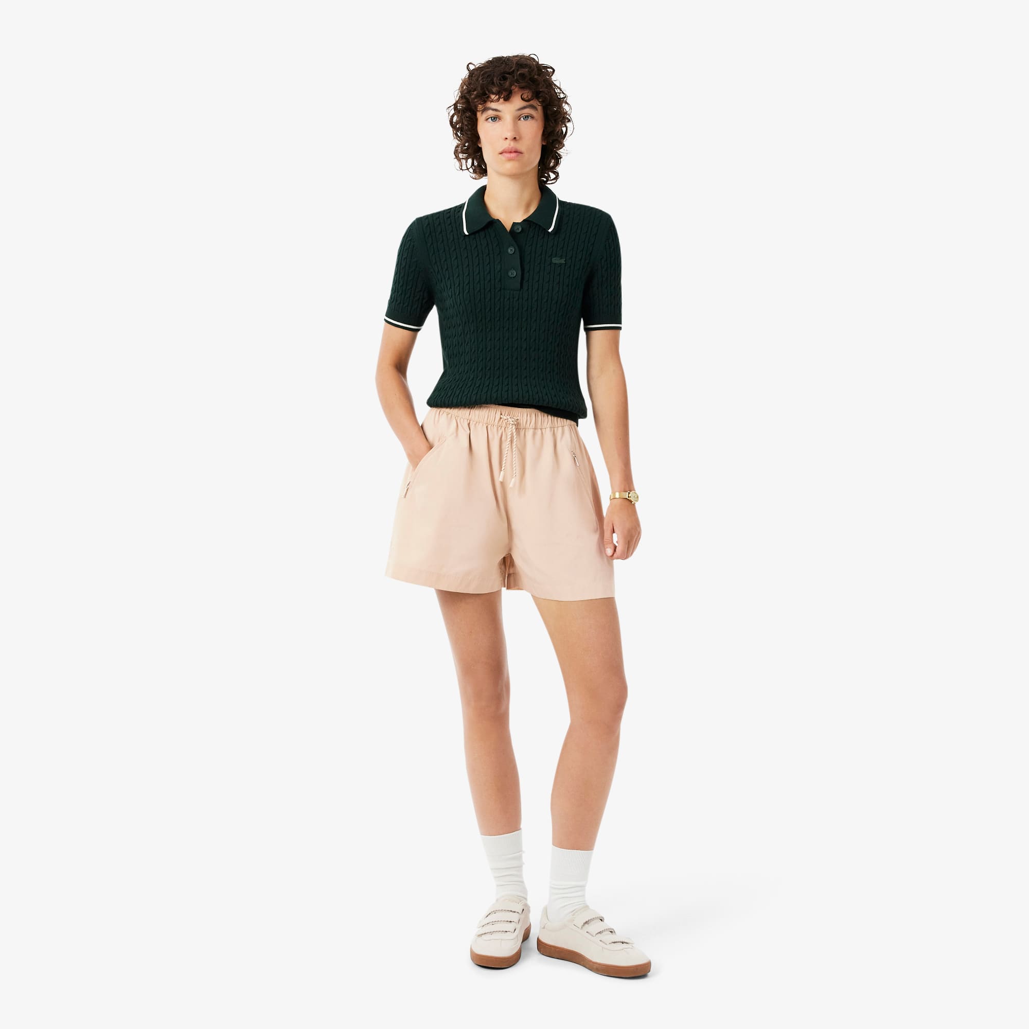 Lacoste Short oversize taffetas Taille 42 Beige