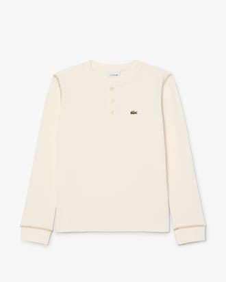 T-shirt Henley maille gaufr&eacute;e