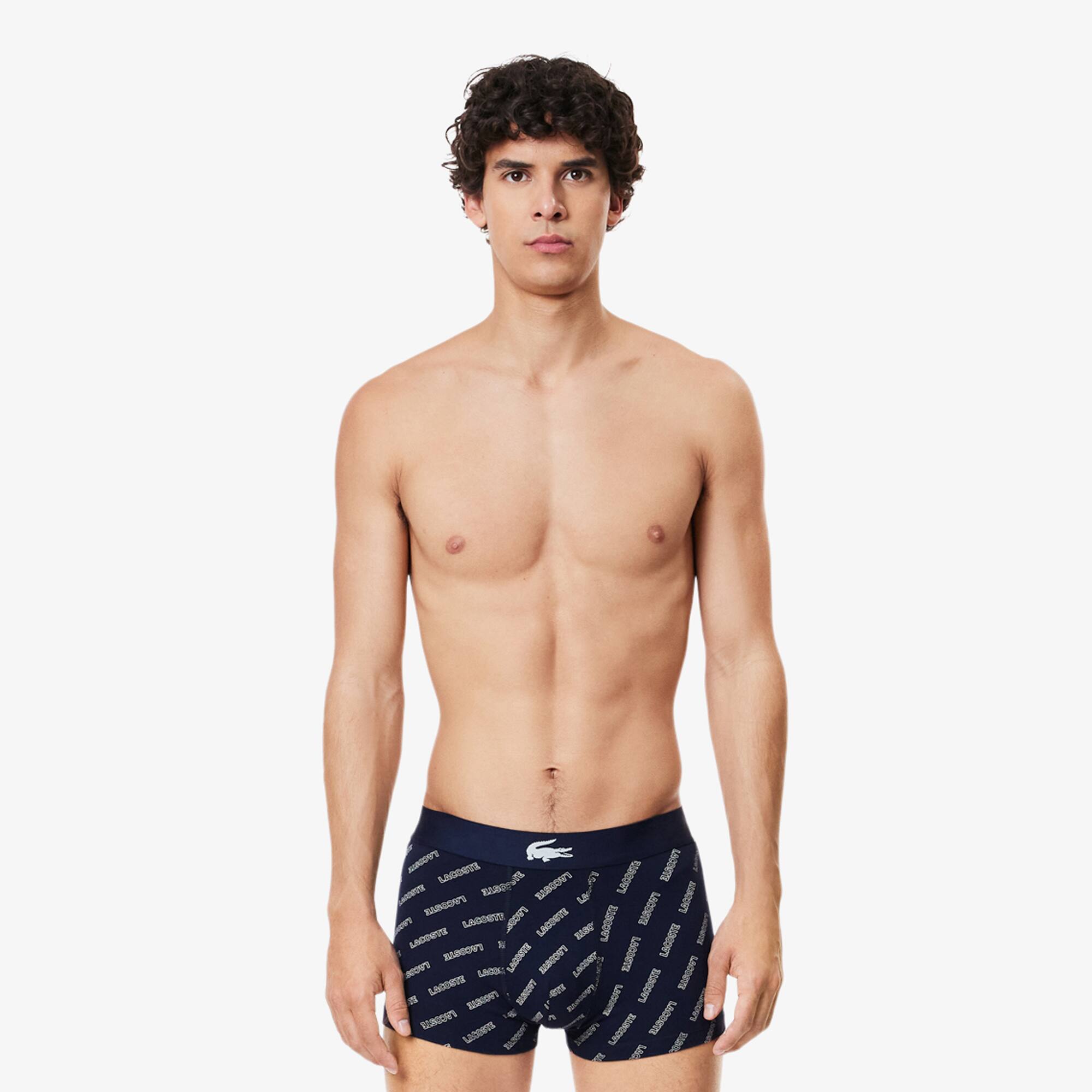 Lacoste Lot de 3 boxers courts en coton stretch Taille 7 - XXL Bleu Marine / Blanc / Gris Chine / Bl