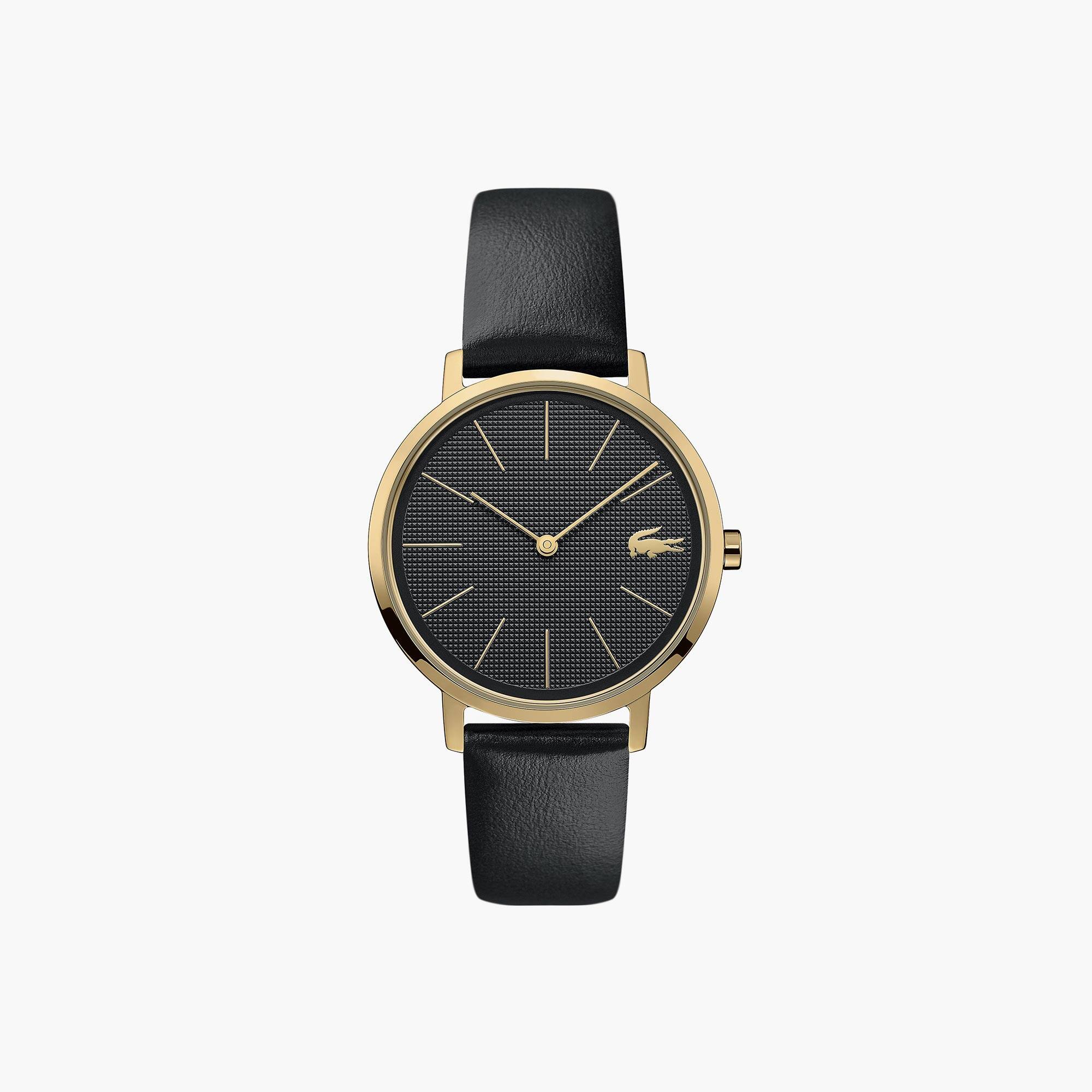 Lacoste Montre Femme Moon avec Bracelet Cuir Noir Taille Taille unique Noir