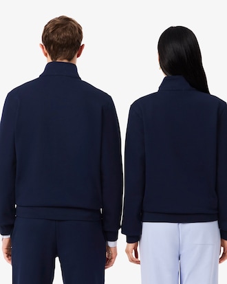 Sweatshirt col montant zipp&eacute; marquage emboss&eacute;