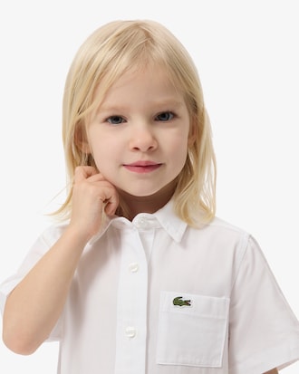 Robe chemise popeline bas pliss&eacute;