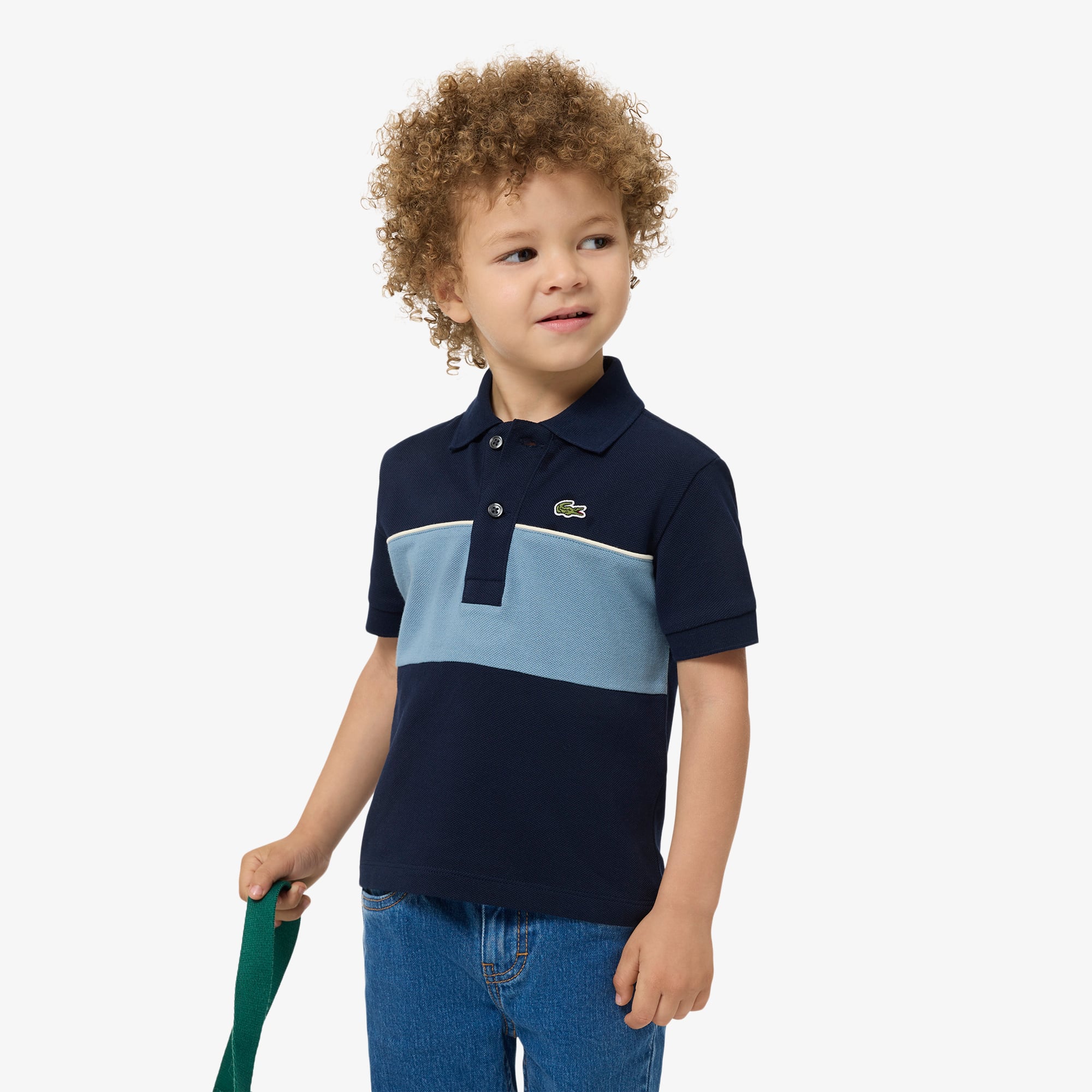 Lacoste Polo Petit Piqué bande contrastée Taille 6 ans Bleu Nuit