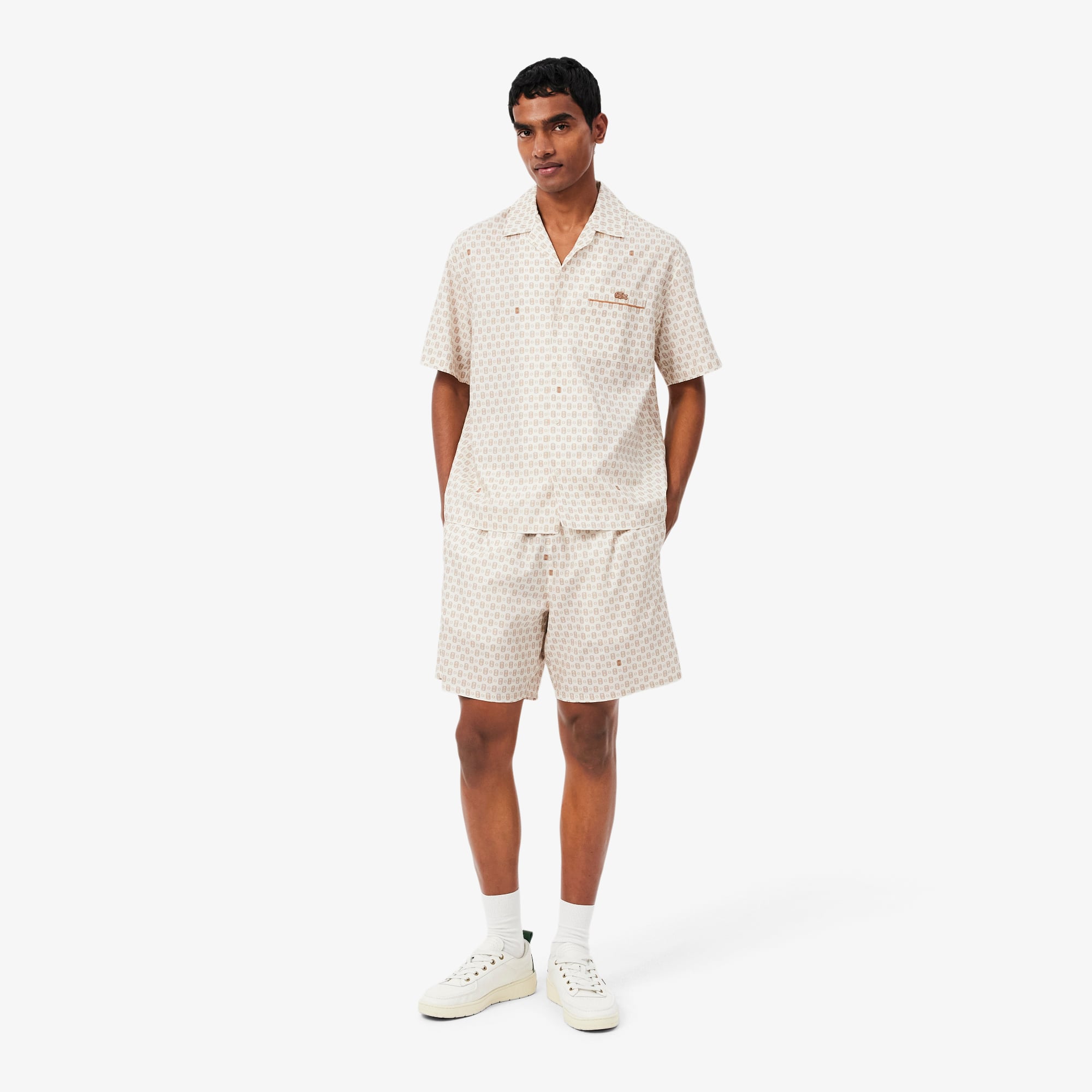 Lacoste Short imprimé relaxed fit Taille S Blanc