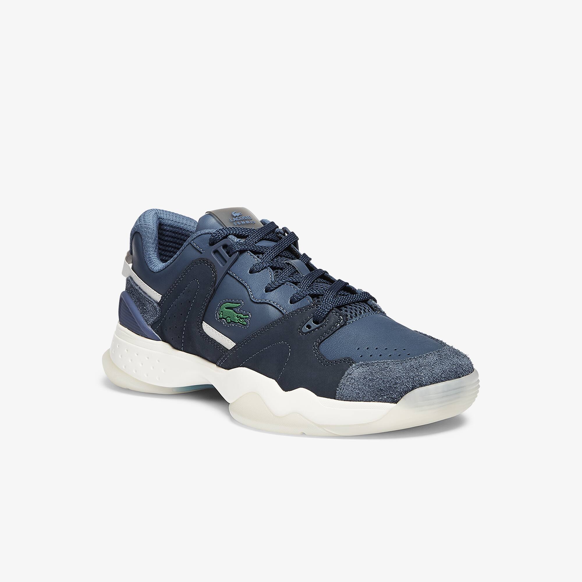 Lacoste Sneakers T-Point homme en cuir et daim Taille 44 Bleu