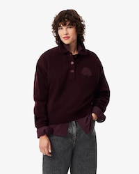 Pull col polo laine blason brod&eacute;