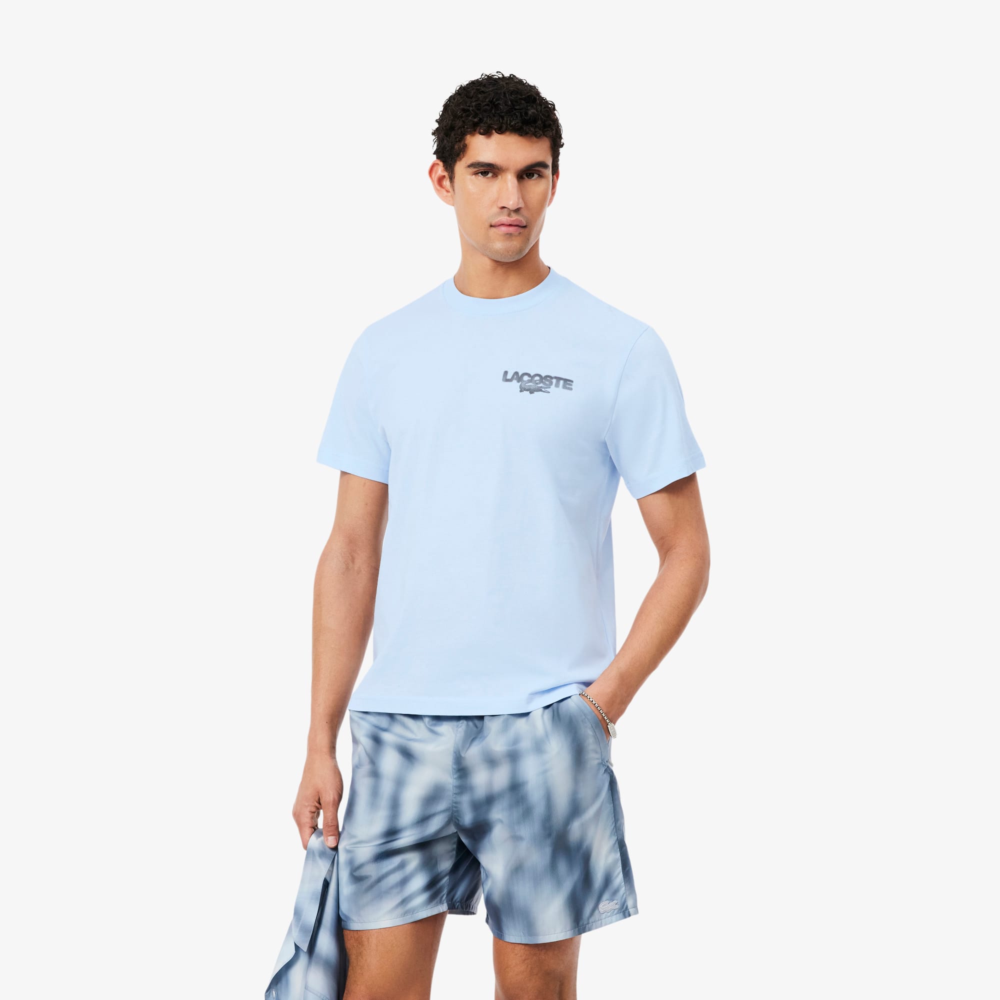 Lacoste T-shirt jersey imprimé tennis graphique Taille 6XL Bleu Dragée