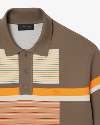 Pull col polo rayures textur&eacute;es D&eacute;fil&eacute;