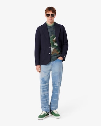 Pull crocodile intarsia maille moulinée