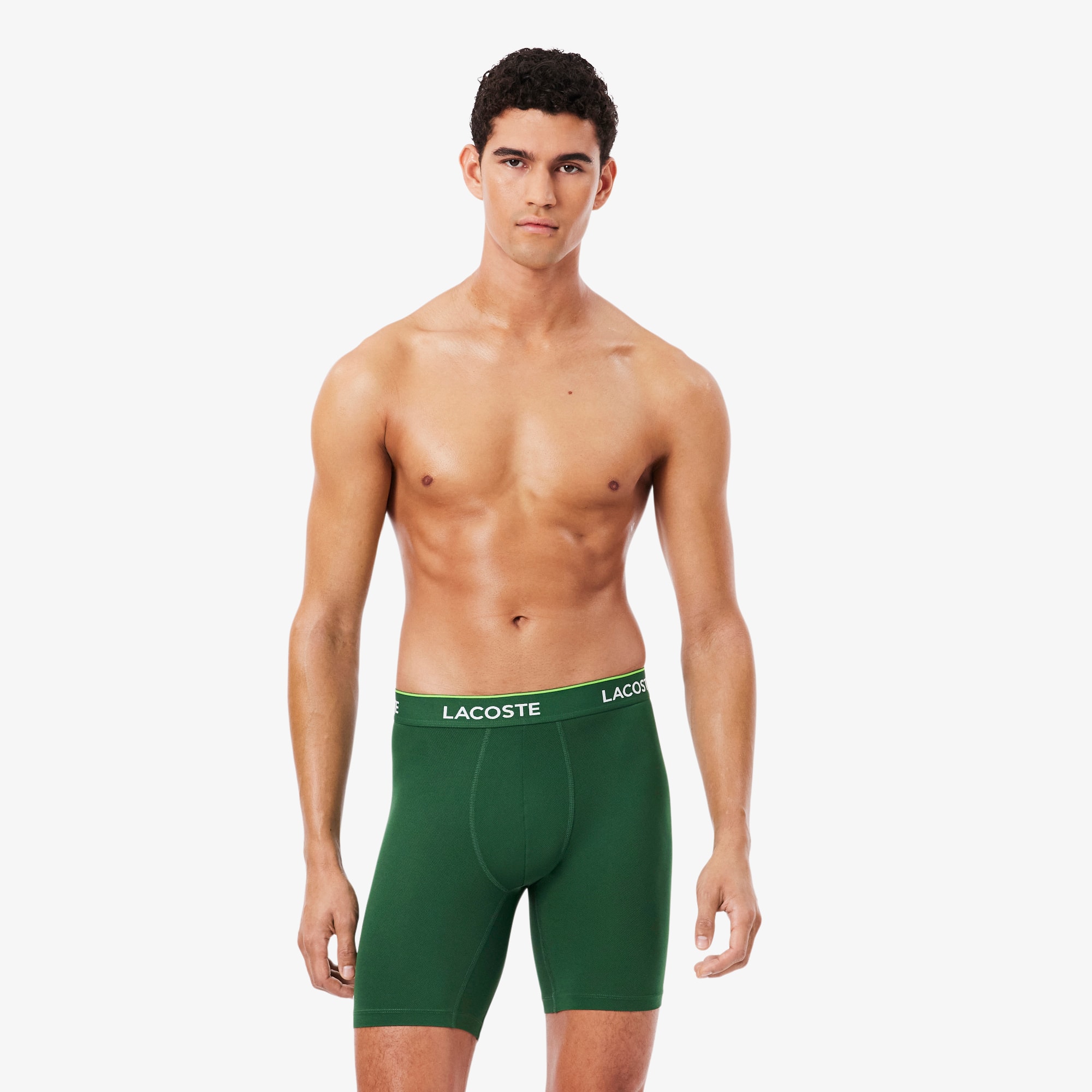 Lacoste Lot de 3 boxers longs mesh technique Taille XL Vert/blanc/noir