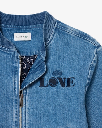Bomber denim rembourr&eacute; avec badge