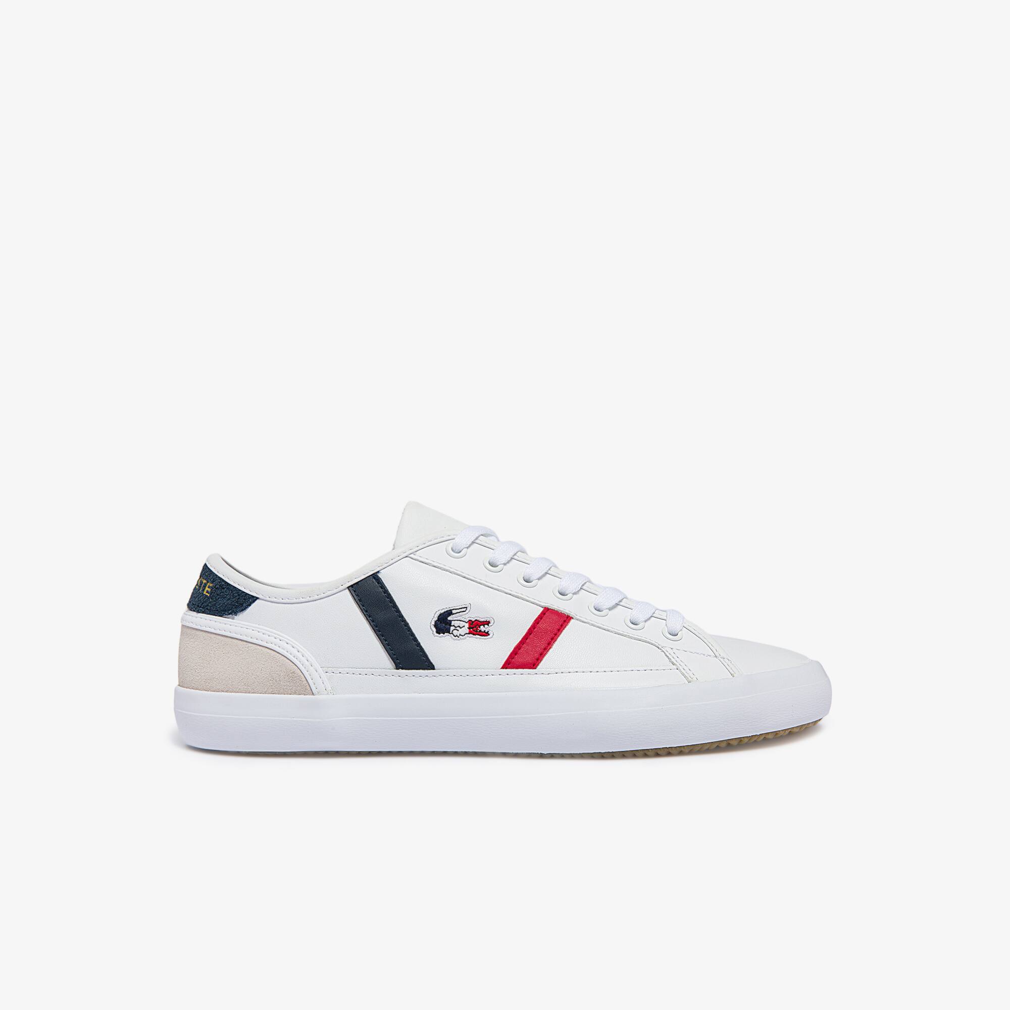 Lacoste Sneakers Sideline homme en cuir tricolore Taille 42.5 Blanc/marine/rouge
