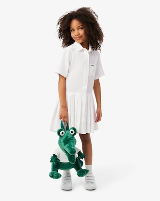 Robe chemise popeline bas pliss&eacute;