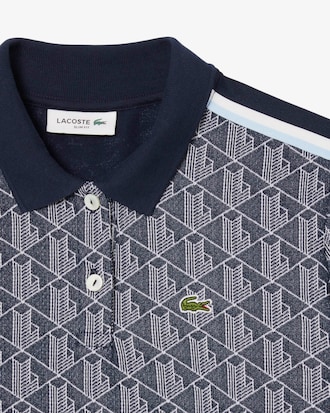 Polo slim fit jacquard monogramme