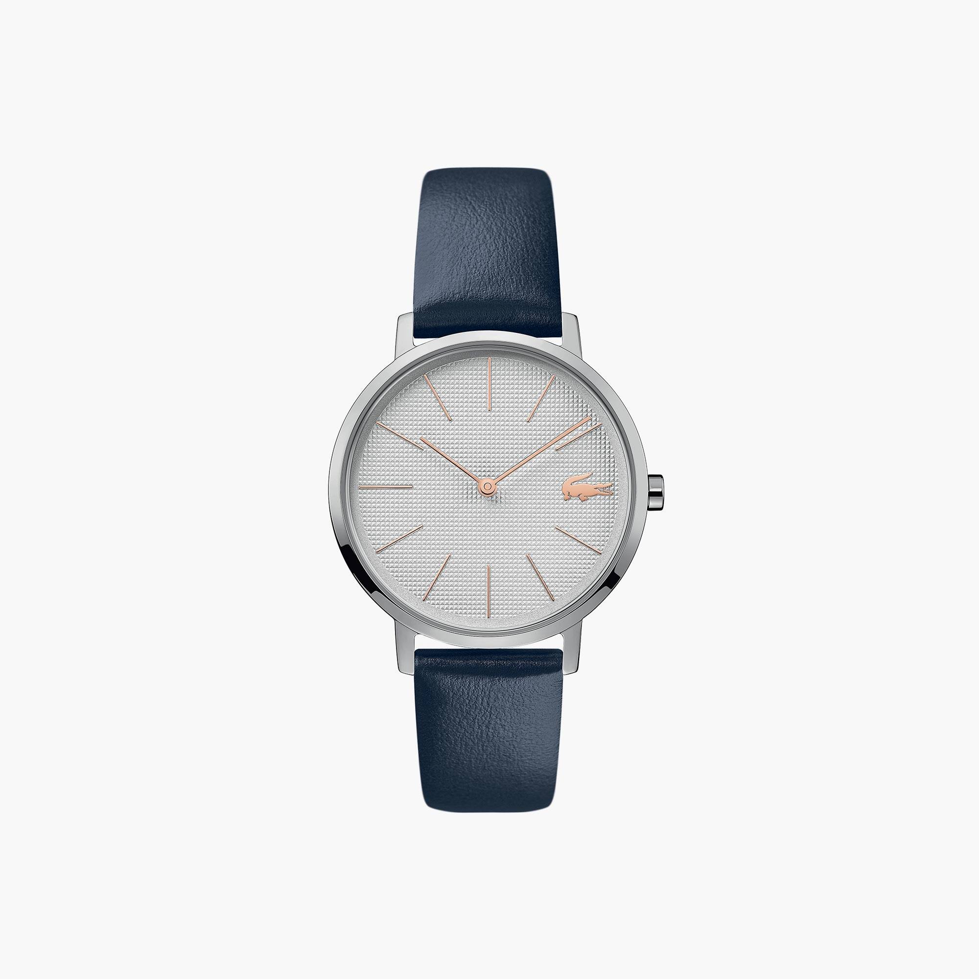 Lacoste Montre Femme Moon avec Bracelet Cuir Bleu Taille Taille unique Bleu