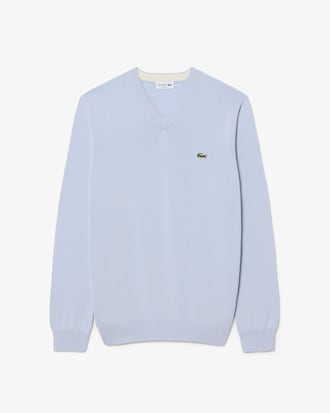 Pull coton uni col V