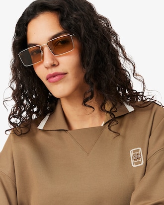 Sweatshirt col polo Piqu&eacute; oversize