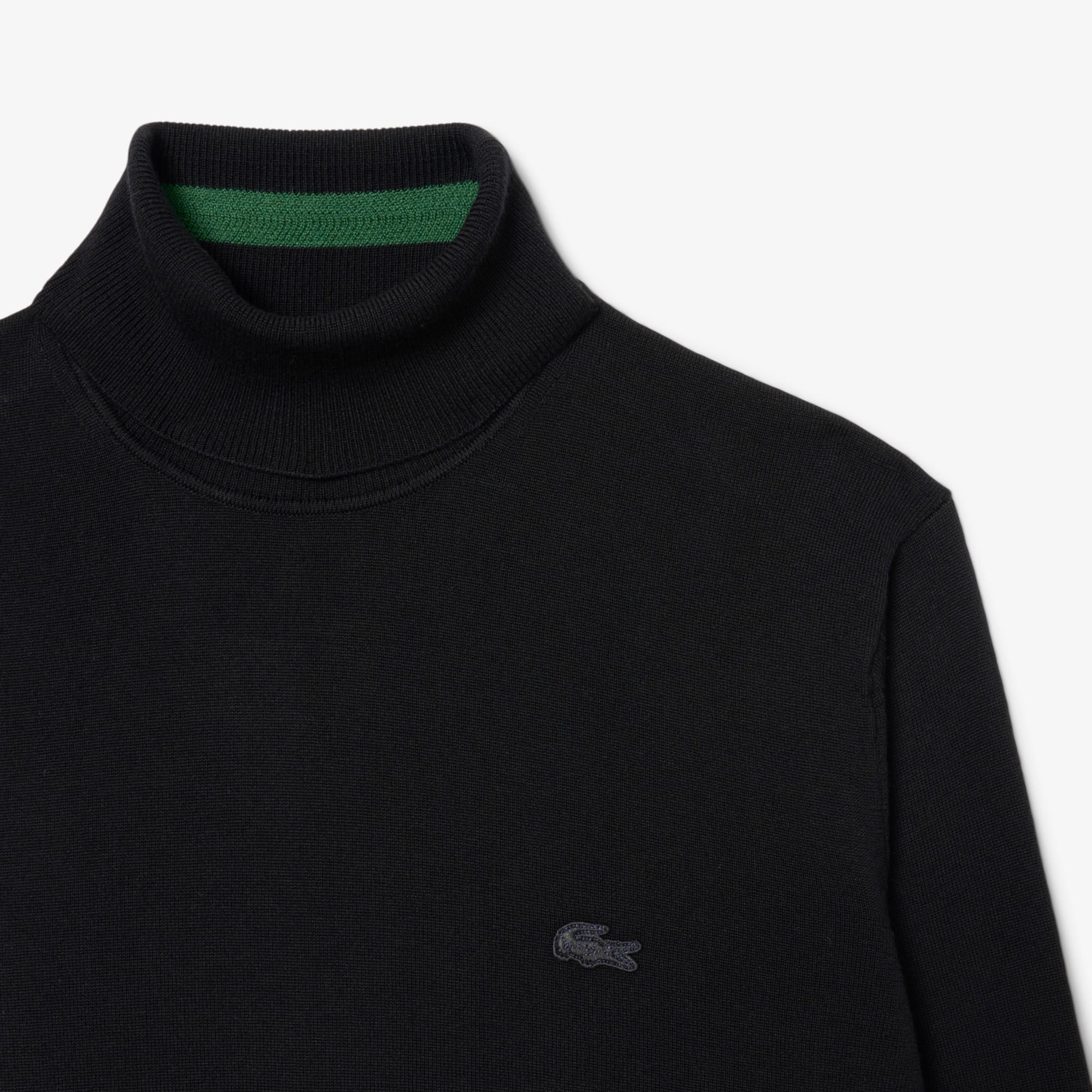 Laine Pull Lacoste Noir Et Gris Pull En Laine Mérinos Col Roulé