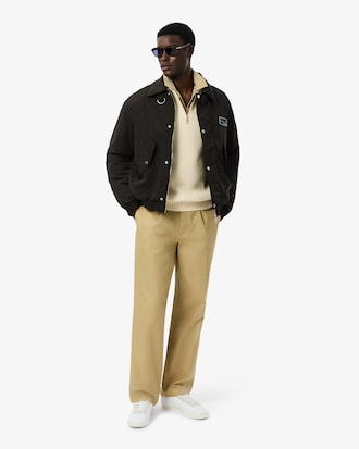 Pull zipp&eacute; en laine col montant