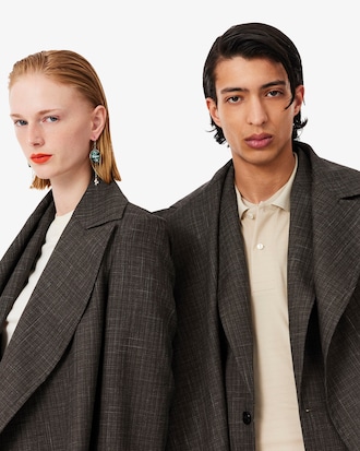 Trench-coat laine col cache-c&oelig;ur D&eacute;fil&eacute;