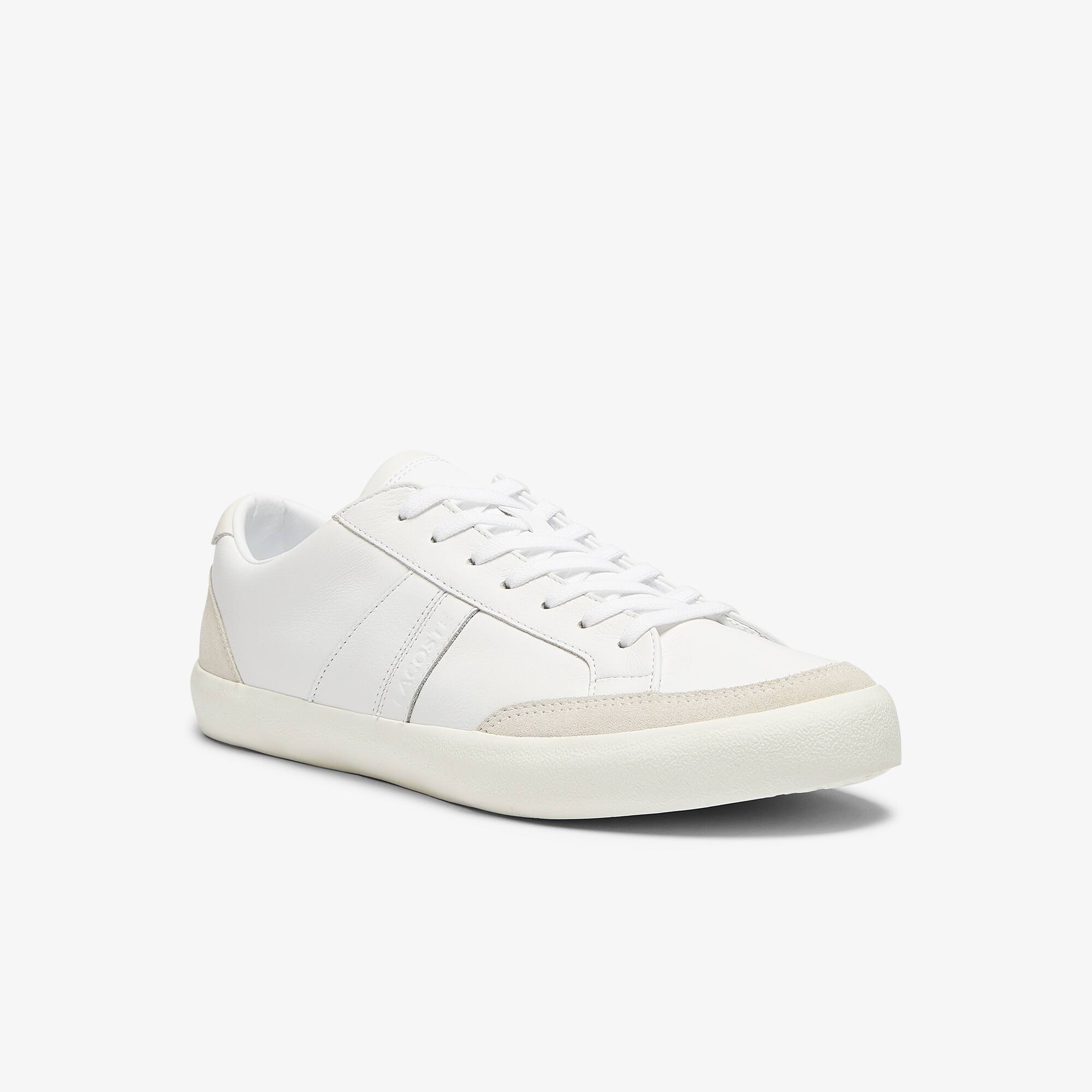 Lacoste Sneakers Coupole homme en cuir et daim Taille 44.5 Blanc/beige