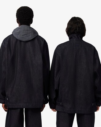 Veste denim indigo col montant D&eacute;fil&eacute;