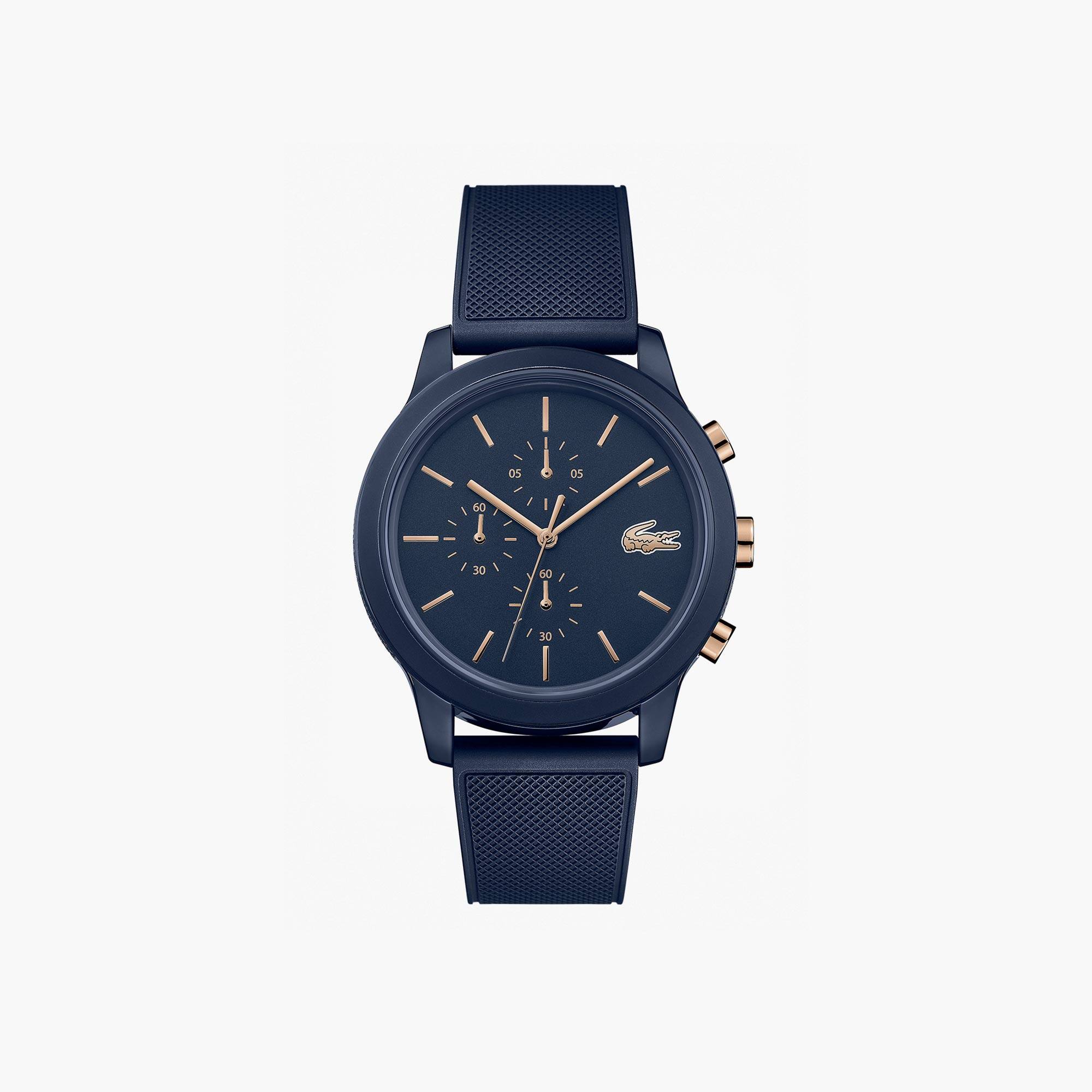 Montre homme Lacoste.12.12 avec bracelet petit piqué en silicone bleu marine Taille Taille unique Bl