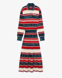 Robe longue col polo ray&eacute;e D&eacute;fil&eacute;
