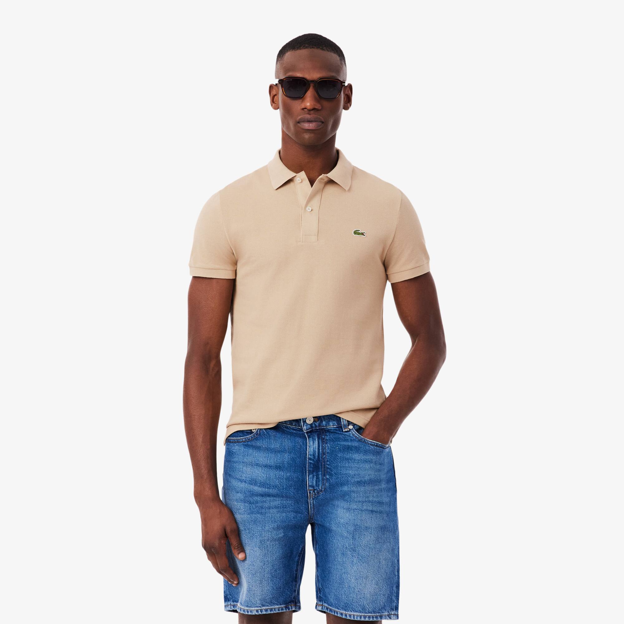 Polo Lacoste slim fit en petit piqué uni Taille 2 - XS Beige