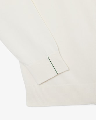 Pull zipp&eacute; coton uni col montant