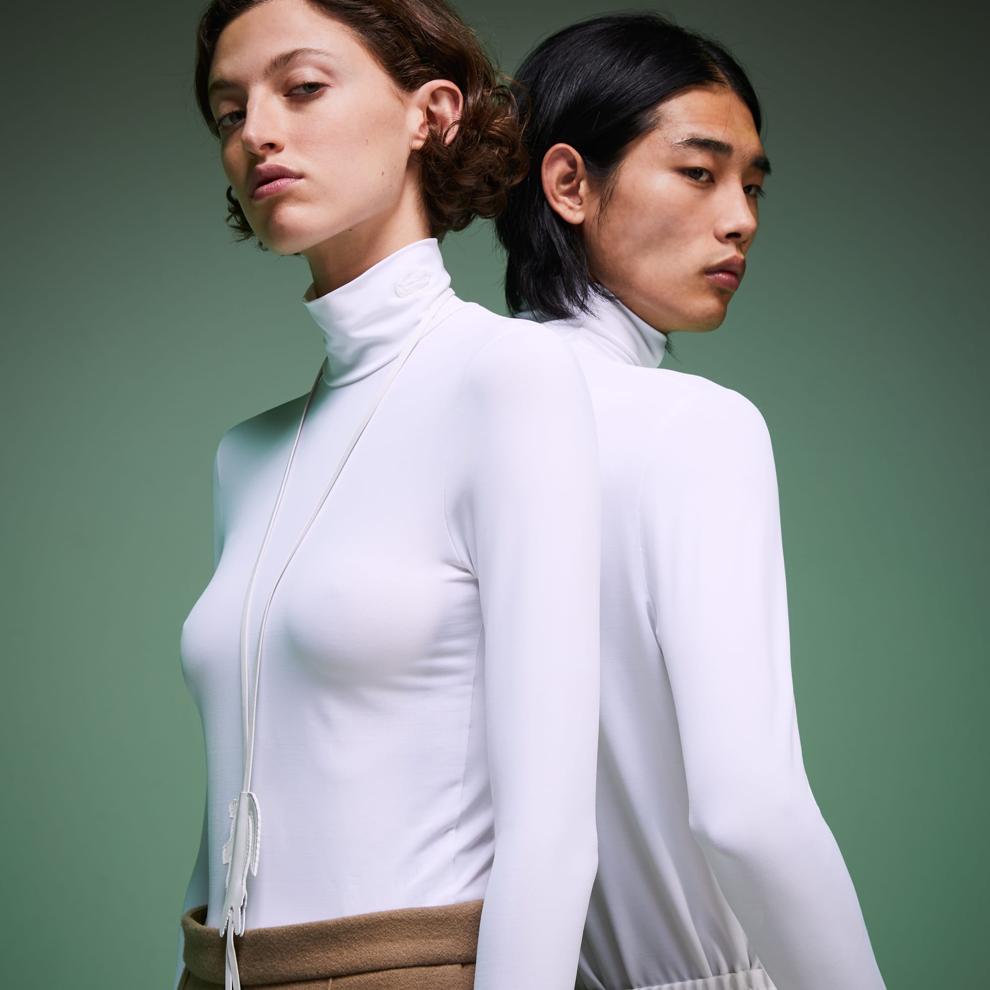 Lacoste T-shirt à col roulé unisexe Édition Défilé en jersey Taille 6 - XL Blanc