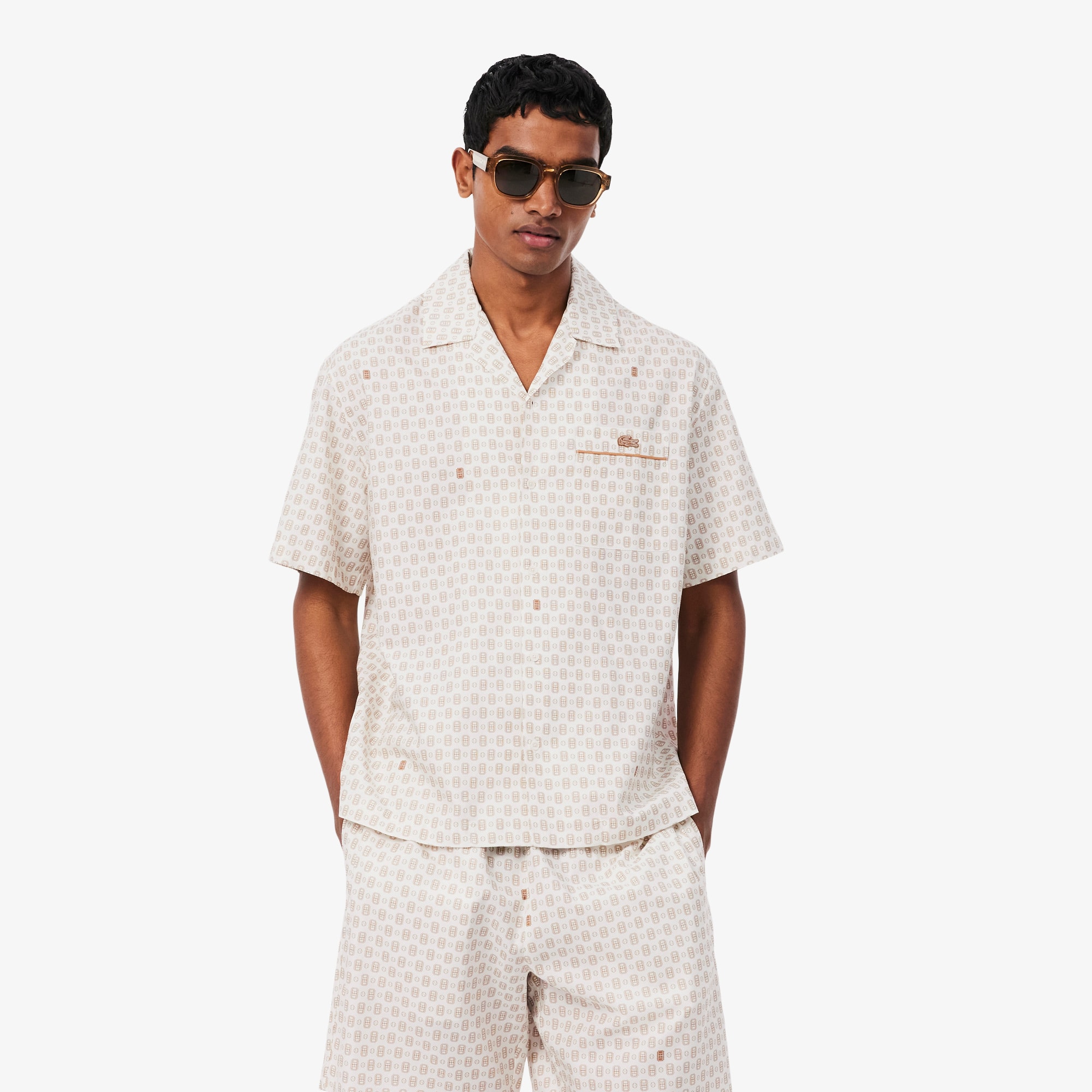 Lacoste Chemise imprimé graphique relaxed fit Taille M/L - 41 Blanc