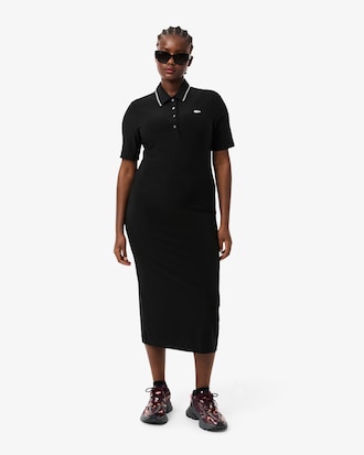 Robe slim fit col polo crocodile strass