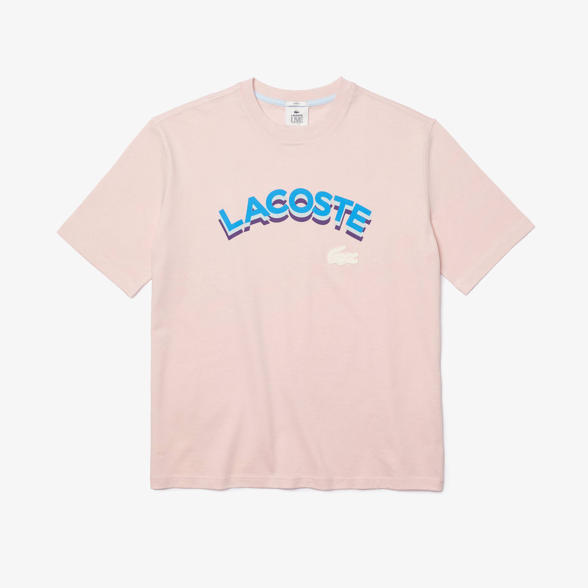 T-shirt unisexe Lacoste LIVE loose fit en coton avec marquage Taille 3 - S Rose Pale
