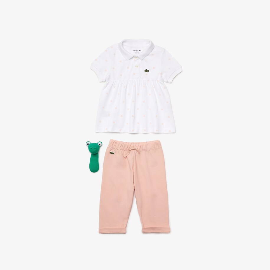 Coffret Pyjama Bebe Fille En Pique De Coton Avec Boite Et Hochet Lacoste