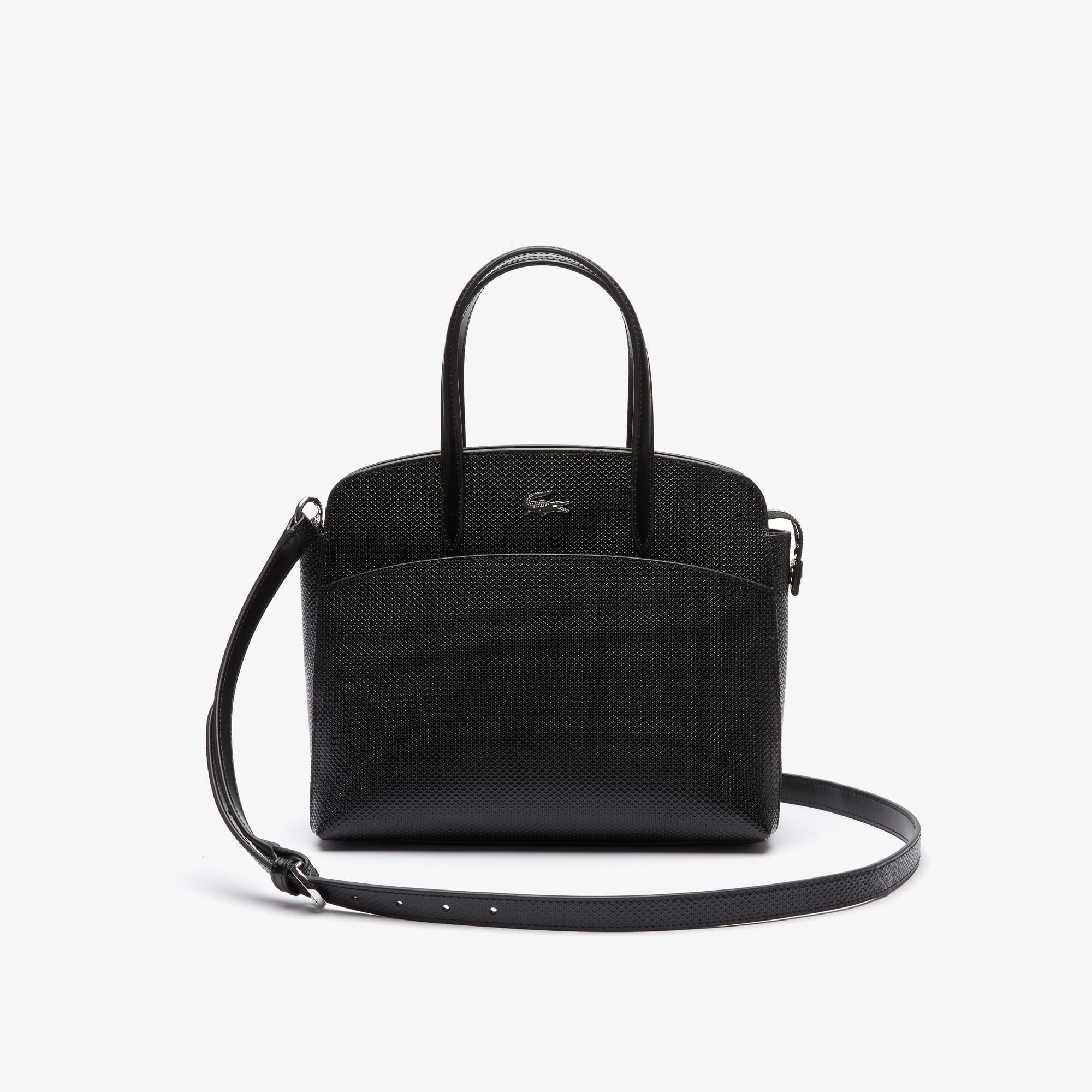 Lacoste Sac à main Chantaco en cuir piqué avec poignées Taille Taille unique Noir