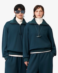 Sweatshirt col montant zipp&eacute; satin&eacute; D&eacute;fil&eacute;