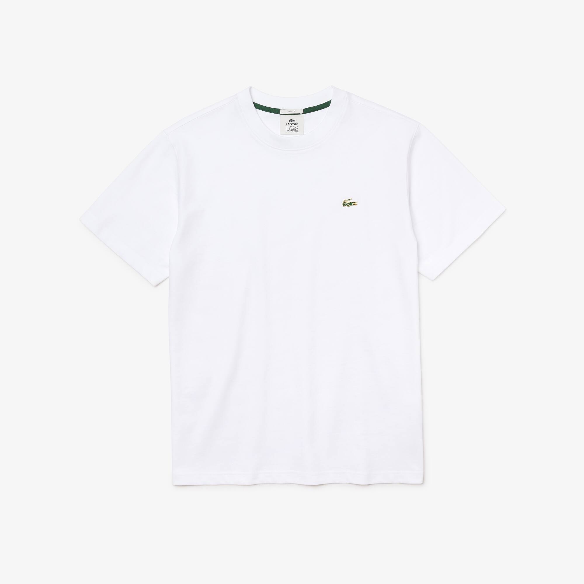 T-shirt unisexe Lacoste LIVE en coton uni Taille 3 - S Blanc