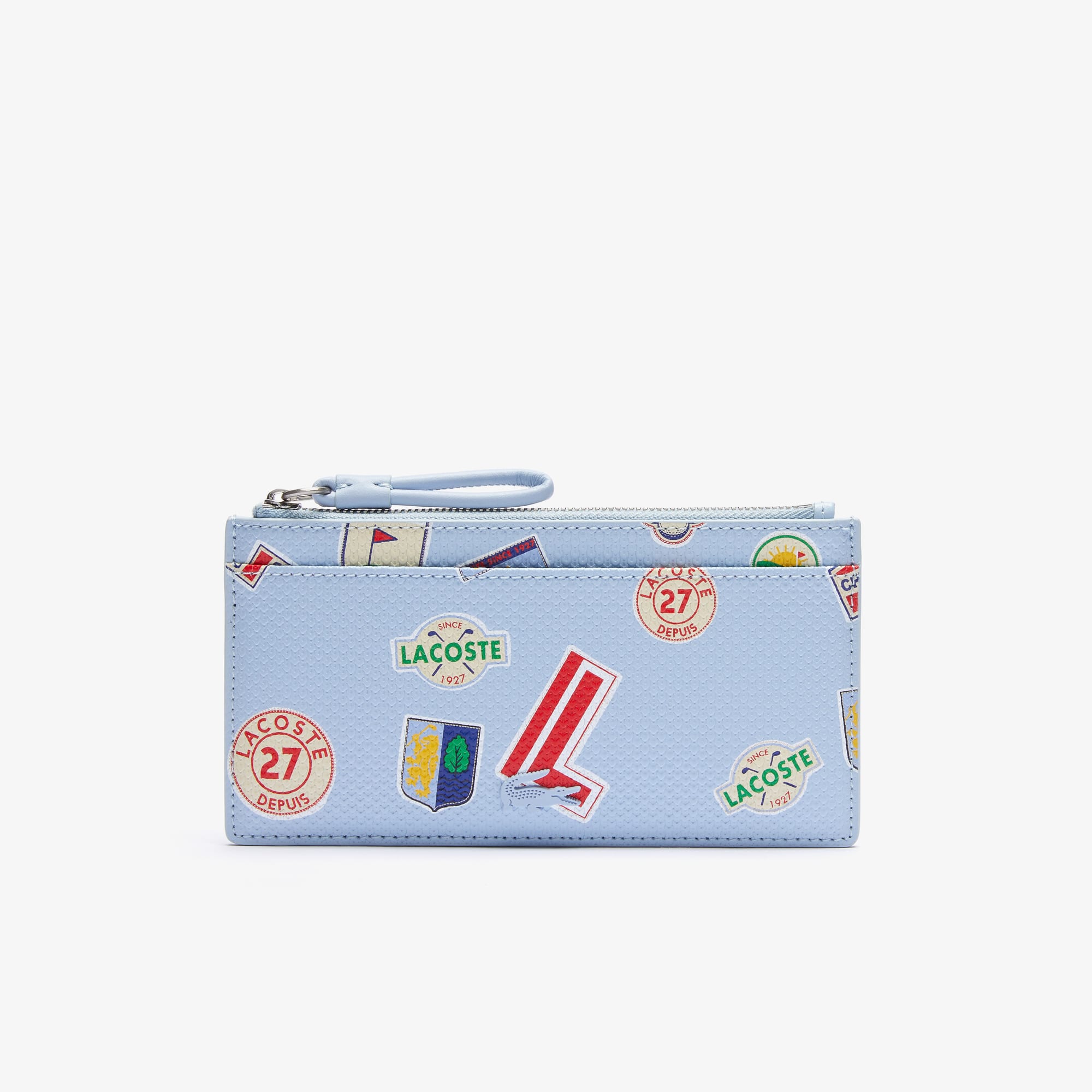 Lacoste Grand porte-cartes zippé Chantaco en cuir piqué imprimé Taille Taille unique Skyway Badge