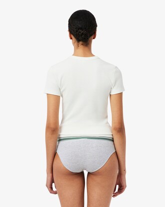 Culotte coton stretch ceinture contrast&eacute;e