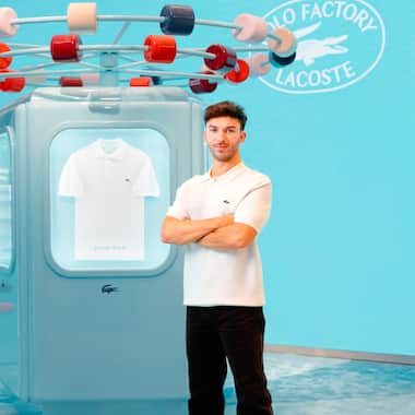 Pierre Gasly at the Lacoste Polo Factory