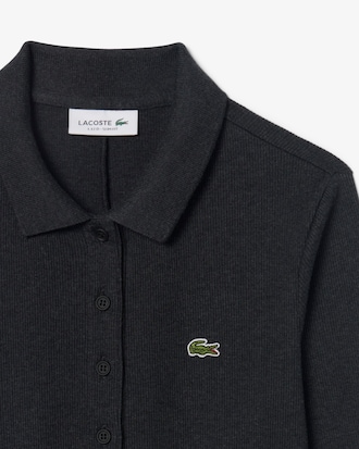 Slim Fit Ribbed Cotton Polo Collar Dress